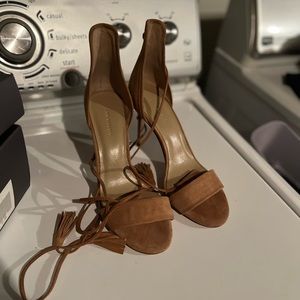 Suede sandal ankle strap